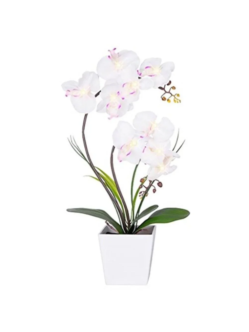 LED Artificial Orchid Lamp Lighted Faux Silk Flower Table Centerpiece Decor